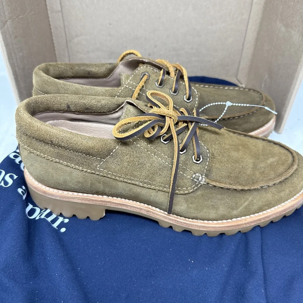 Mens 10 Taylor Stitch Ridge Moc Shoes Vibram Suede Leather Brown Tan Lace Up